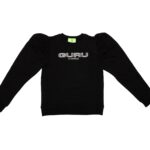 Crew-neck sweatshirt with balloon sleeve and rhinestones