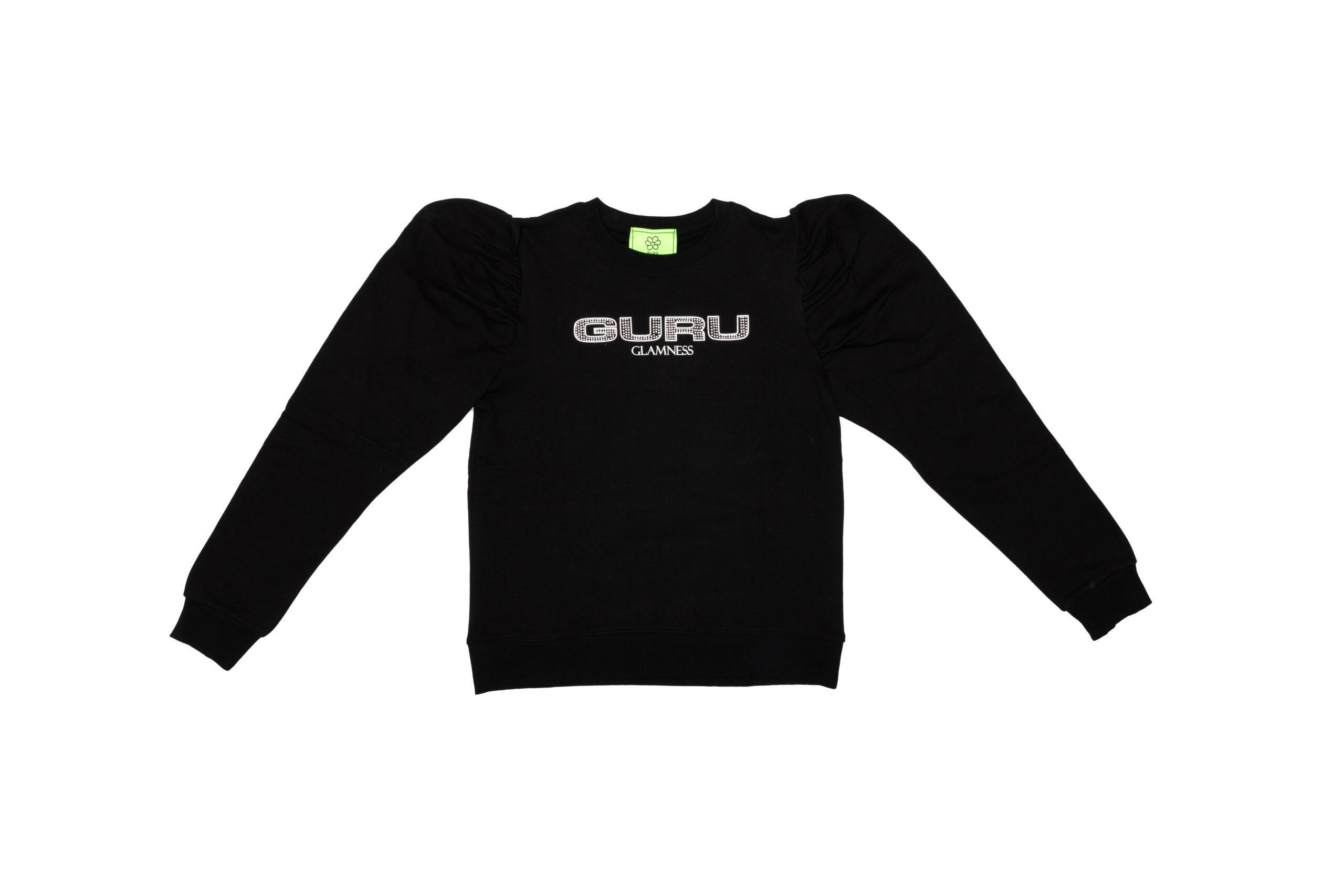 115A9771 Crew-neck sweatshirt with balloon sleeve and rhinestones - Image 1