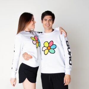 Felpa donna margherita multicolor con ricamo