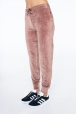 Women's velour pants with cuffs