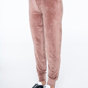 Women's velour pants with cuffs