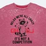 Bloom Crop T-shirt Raccoon "Relax, we're all crazy.." - immagine 5