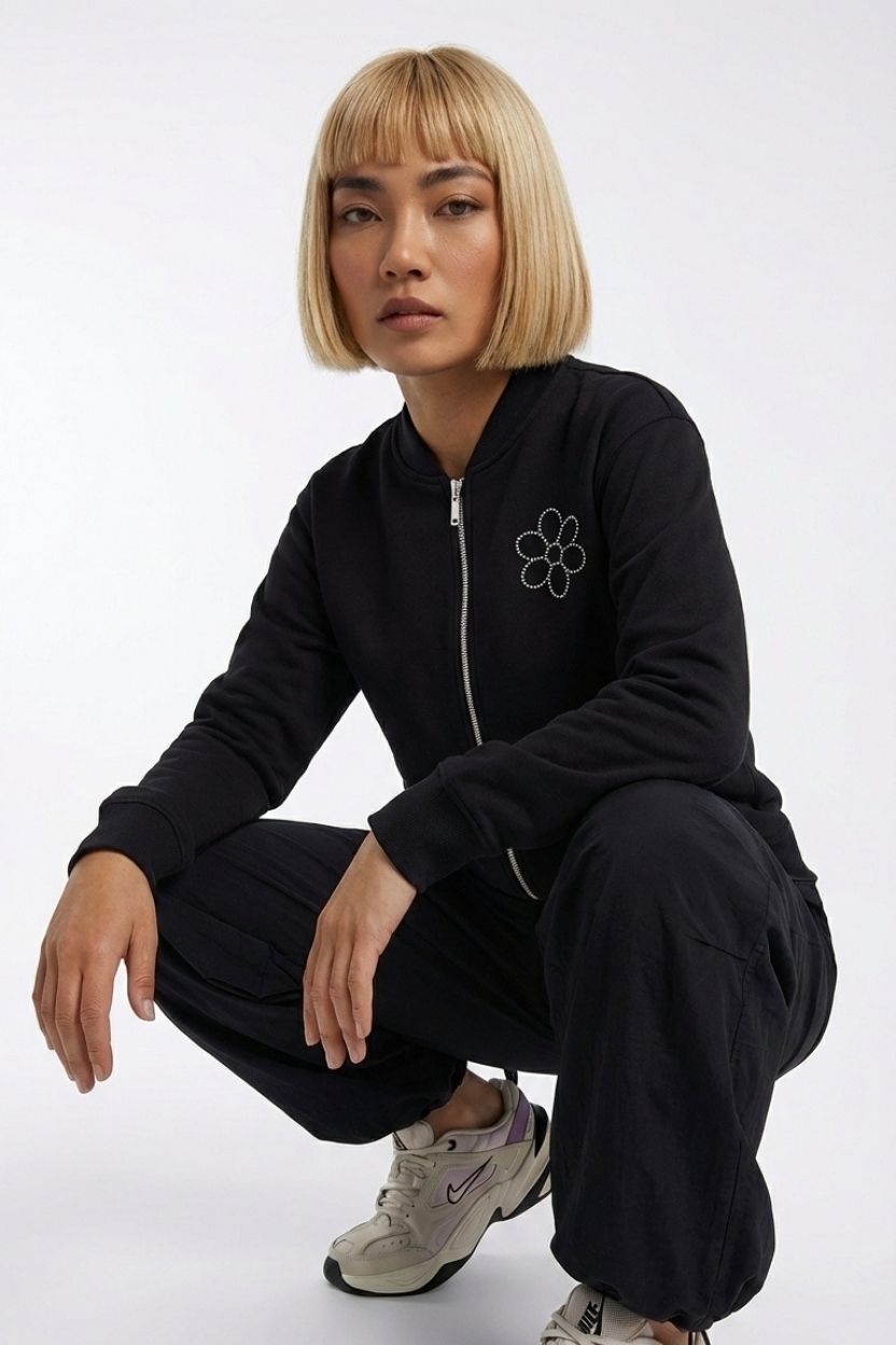 guru-glamness-2026 Felpa donna con zip e logo strass - immagine 1