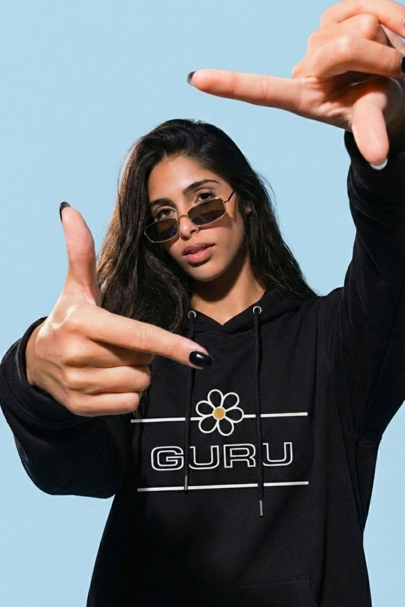 guru-hoodie-2026 Women's hooded sweatshirt with pouch pockets - Image 1